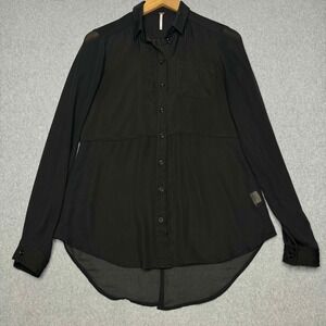 Free People Black Long Sleeve Sheer High‎ Low Blouse Size Women's Size XS BOHO